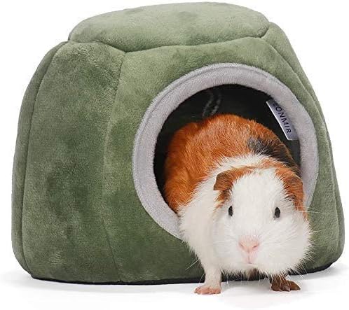 YANGWX Winter Warm Small Animals Bed, Pet Cave Pet Bed with Removable Pad, Machine Washable Cozy Hideout, Rabbit Guinea Pig Hamster House Bed Chinchilla House Cage Nest (20x16CM,Hole 10cm,Deep Green)