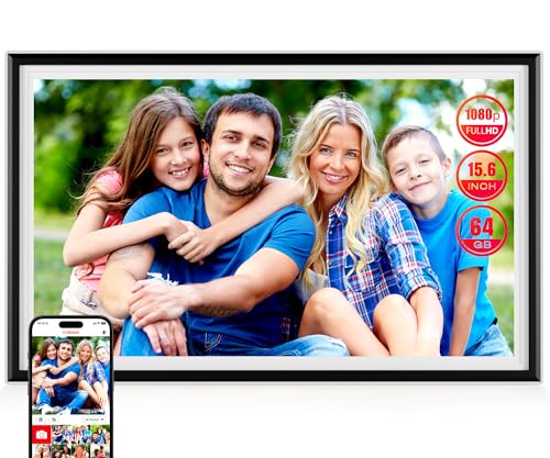 KPKUE Smart WiFi Digital Picture Frame - 15.6-inch Full HD Touchscreen, 64GB Electronic Photo Frame...