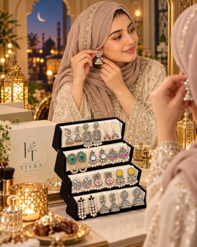12 Pairs Oxidised Earrings Set for Women & Girls with Foldable Jewellery Organizer Box | Jhumka, Chandbali, Ethnic, Boho & Traditional Earrings | Dussehra, Diwali, Eid, Navratri, Wedding - Image 5