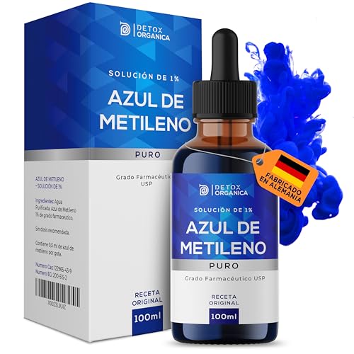 Detox Organica-Azul de Metileno Solución de 1% con Pipeta 100 ml - Methylene Blue de Alta Pureza-Sin Aditivos-Fabricado en Alemania
