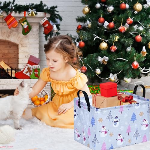 Image of Christmas Gift Basket Shelf Storage Bin for Clothes, Rectangle Storage Box Laundry Hamper with Handles