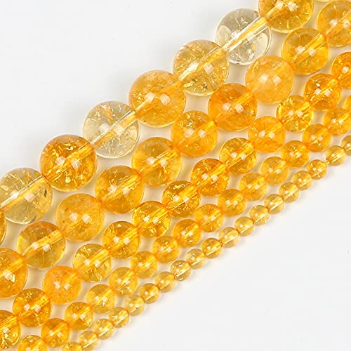 MURUI ZP Perle di Pietra Naturale Citrino Quarzo Rotondo Perline Allentate per Il monili Che Fanno