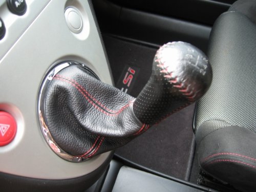 RedlineGoods Shift Boot - EP3 Compatible with Honda Civic 2001-05. Tailor Made - not Universal. Genuine top-Grade Italian Black Suede (Alcantara) with Blue Thread
