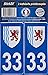 STICKZIF SR33 Autocollant Plaque Département 33, Set de 2