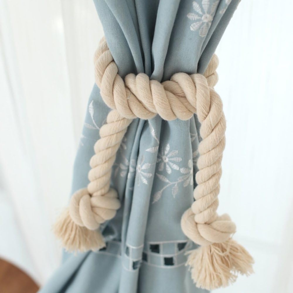 Vakorise One Color Curtain Ties, 4 Pack Rope Curtain Tiebacks For Drapes 80 Cm