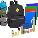 Trail maker Wholesale 19 Inch Backpacks With Water Bottle Holder & 30 Piece School Supplies Kits in Bulk 12 Pack Bundles