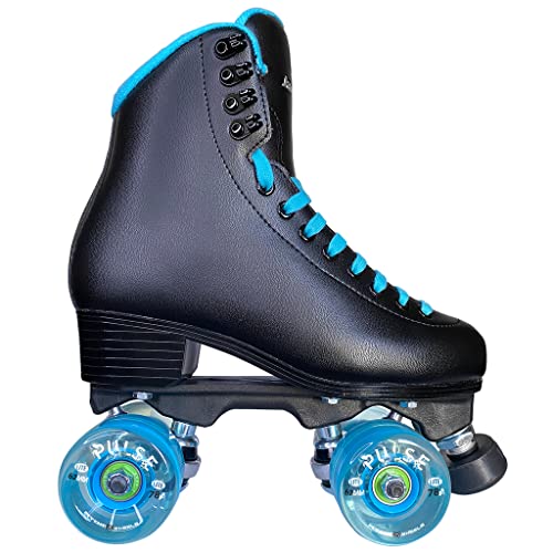 Jackson Ultima Finesse Viper Nylon Outdoor Roller Skates, Women’s Size 6, Black/Teal with Blue Pulse Lite Wheels