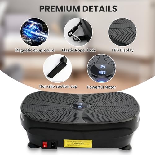 Image of Vibration Plate Machine, 9 Modes & 99 Levels for Weight Loss & Lymphatic Drainage, 240lbs Capacity Vibration Board with Resistance Bands for Full Body Workout