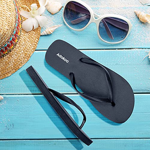 Adokoo Womens Flip Flops Summer Beach Sandals Thong Style Comfortable(Black,Us8) #TOP4