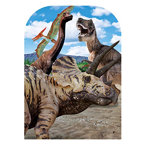 STAR CUTOUTS Triceratops and Dinosaur Child Stand-in Cut Out, Cardboard, Multi-Colour, 131 x 95 x 131 cm