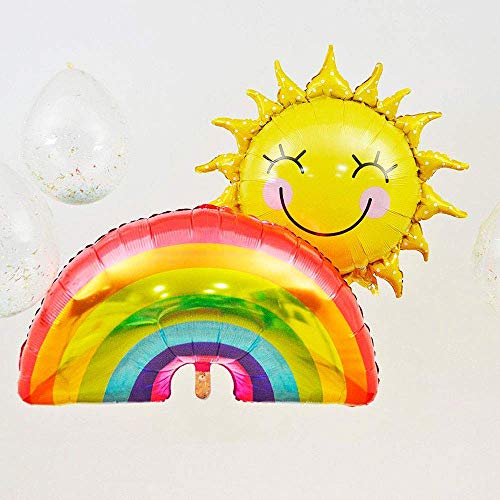 Haiops Sun Flower Foil Balloons Smiley Sunshine Sun Aluminum Balloon Birthday Wedding Decoration 26 Inch, 5 Pcs #TOP7