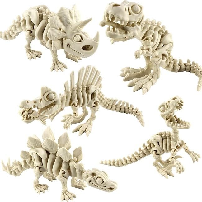 5Pcs 3D Articulated Dinosaur Skeleton,Realistic Fidget Set for Home Office