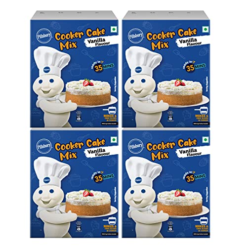 Image of Pillsbury Cooker Cake Mix, Vanilla, 159 gm x Pack of 4, 636 gm