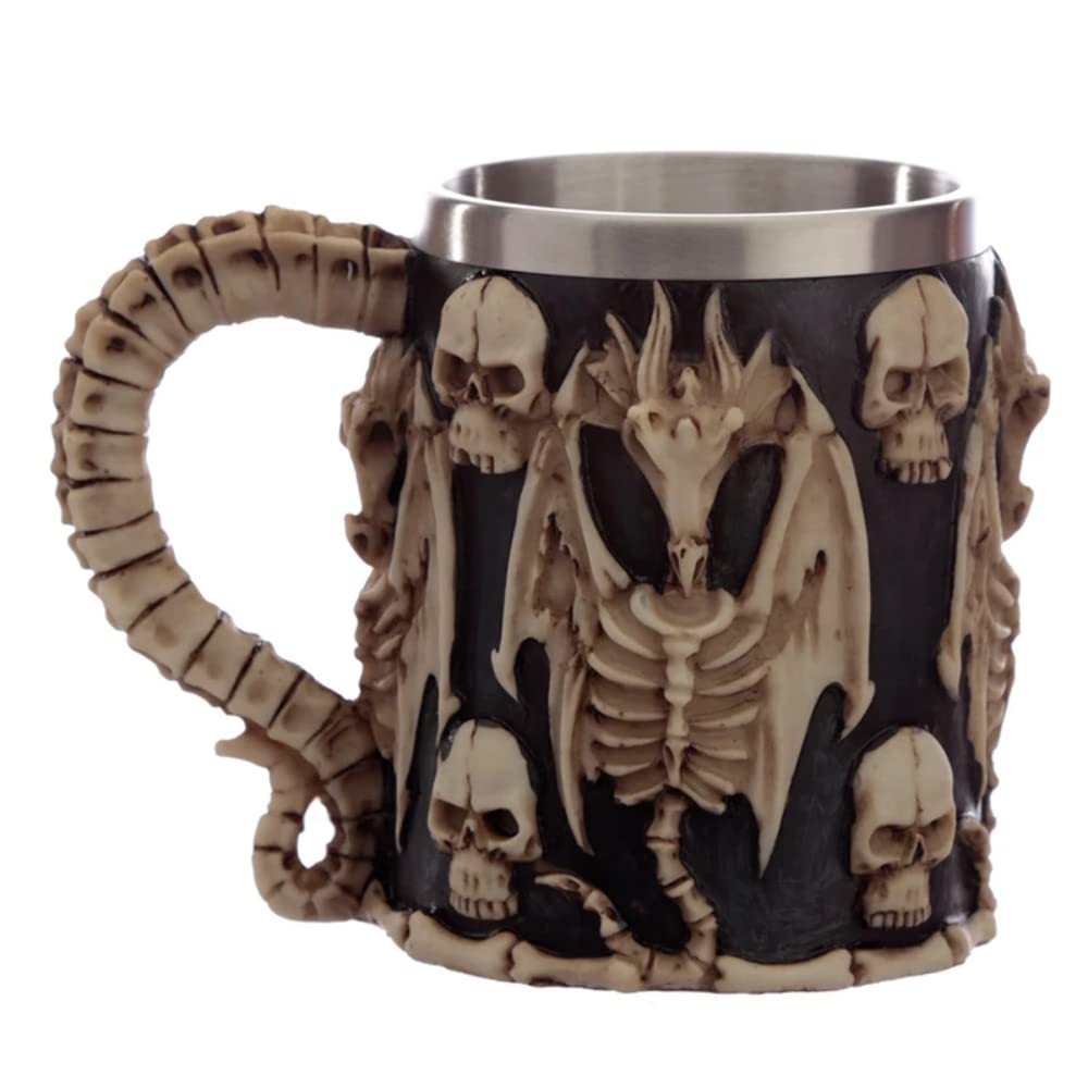 Puckator Cranberry Dragon Skulls And Bones Mug