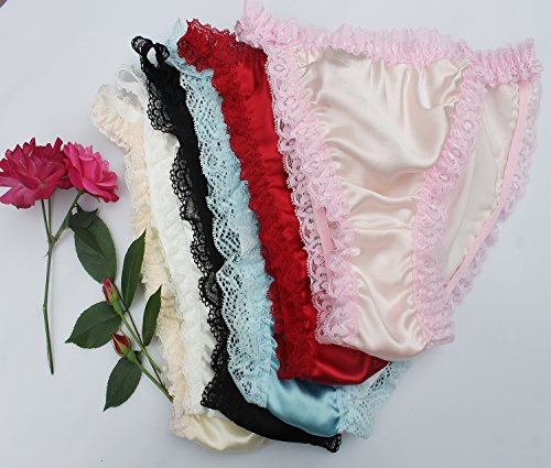 LingDooo-2Pairs-Women-Silk-String-Bikini-Thong-Lace-Sexy-Underwear-Panties-Briefs-Soft-Touch-Stretch-Waist-Size