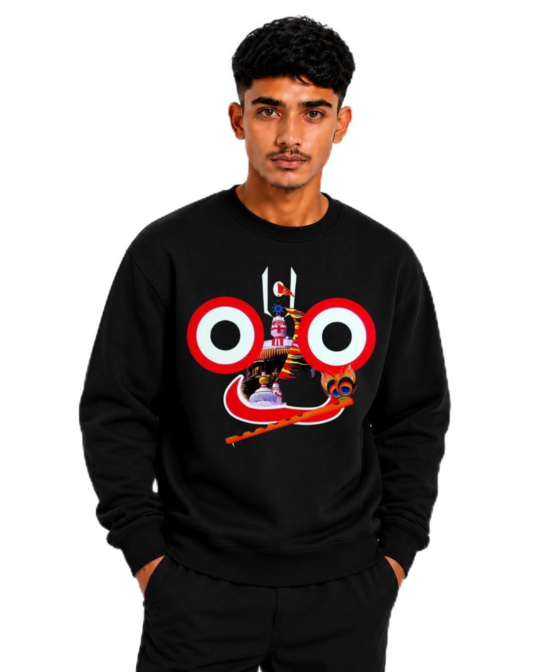 Lord Jagannath Printed Black Sweatshirt for Men-picture-43