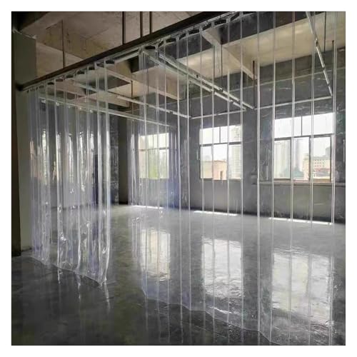 aygzb Folding PVC Strip Curtain Sliding Door Strips Curtain Plastic Vinyl Strip Door Curtain PVC Strip Curtain Suitable for Garage Factory Storage Room(2.5x2.1m)