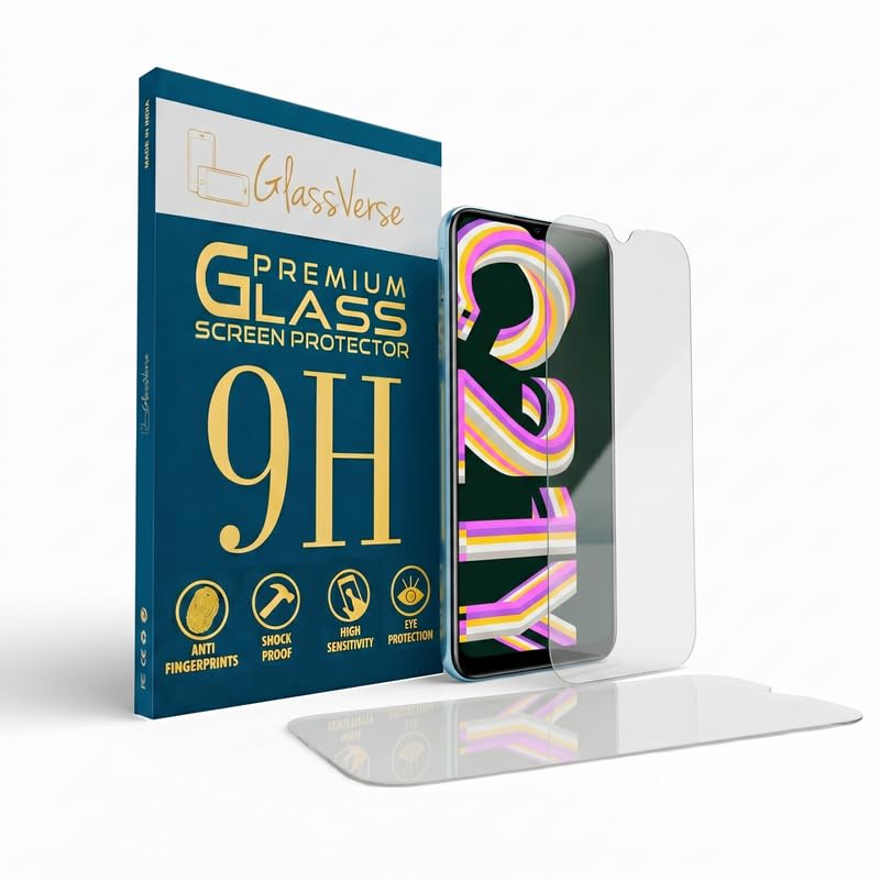 Image of GlassVerse PureView Tempered Glass for Realme C21Y | Crystal Clear, 9H Hardness Screen Protector, Edge to Edge, Case Friendly, Hassle-less Installation Kit Included. (Pack of 2)