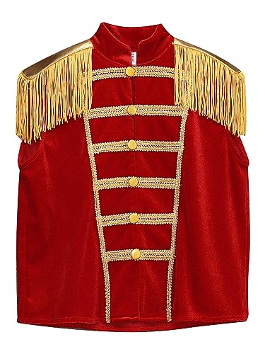 Choomomo Kids Military Drummer Waistcoat Halloween Carnival Circus Fringe Epaulet Gold Lace Dressy Vest3