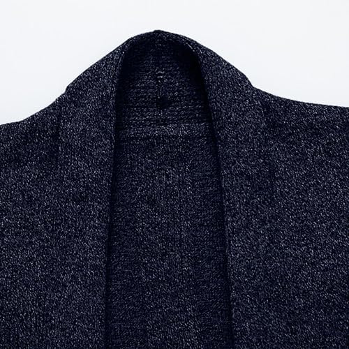 Men's Knitted Shawl Collar Cardigan Long Sleeve Open Front Lightweight Long Length Drape Cape Overcoat with Pockets3