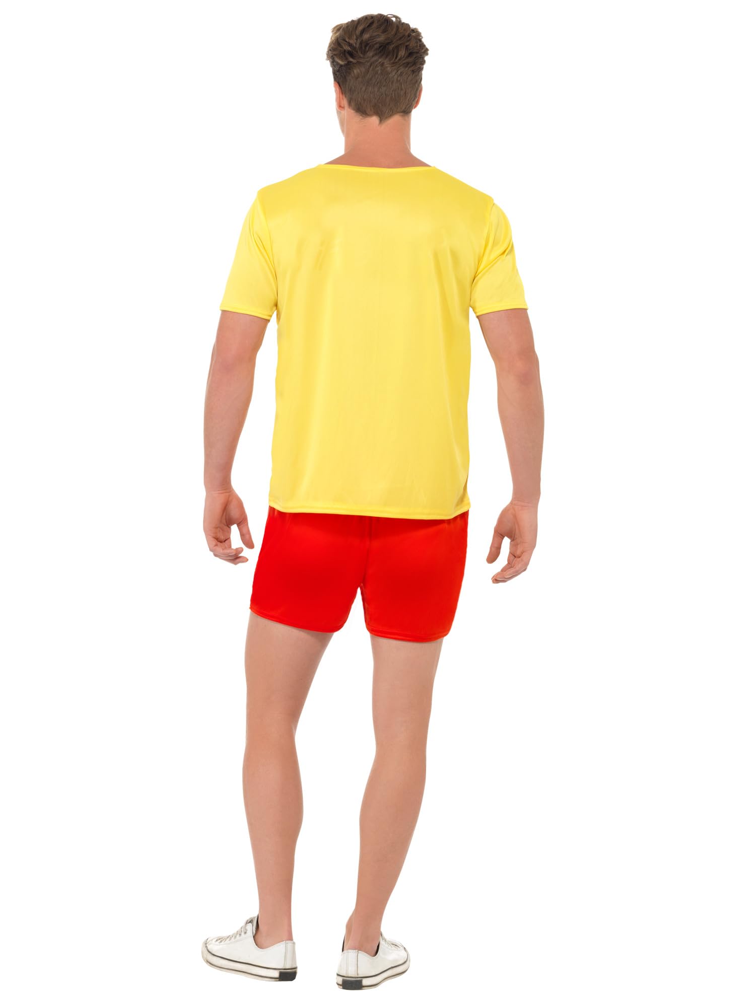 Smiffys Men’s Lifeguard Beach Costume, Yellow T-Shirt with Red Logo & Matching Red Shorts - Image 3