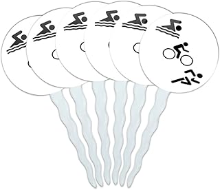 Set of 6 Cupcake Picks Toppers Decoration Running - Triathlete Swim Bike Run Triathlon