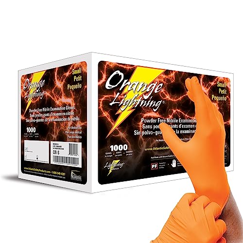 Atlantic Safety Products Orange Lightning Gloves OR-S, Small, Case 10 Boxes of 100 Gloves