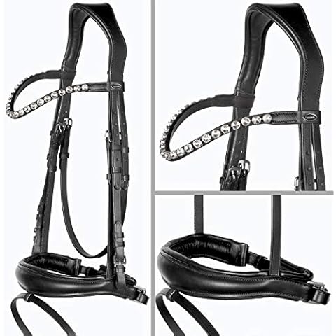 Heinick-Reitsport Trense SoftLine Competition Schwarz ergonomisch ~ Glow-Silver ~ Warmblut Cover