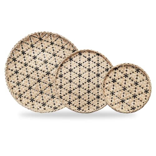 Decocoon Set of 3 Boho Wall Decor Craft, Wicker Basket Flat