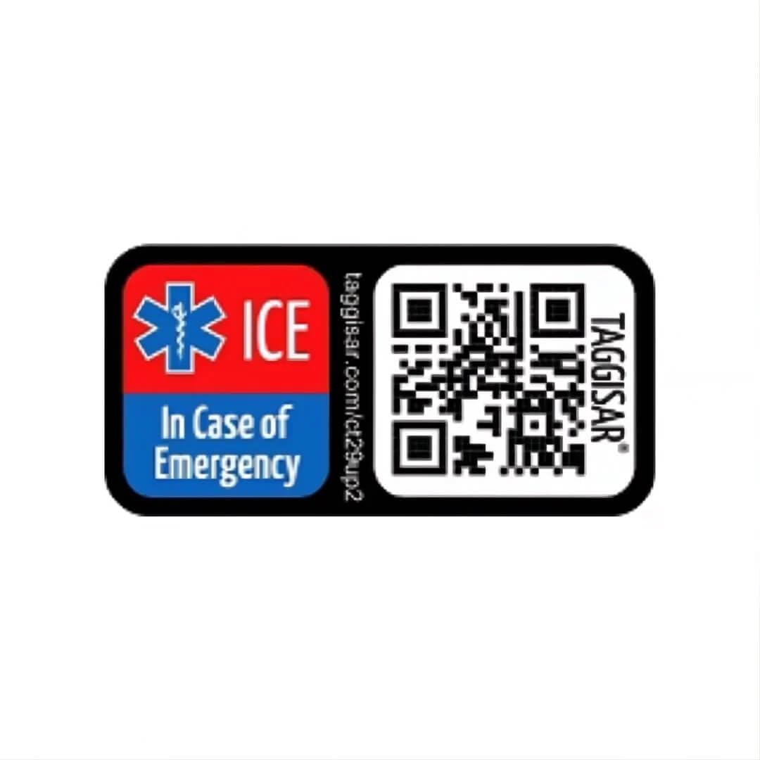 Taggisar ICE Sticker Single - in Case of Emergency Sticker Ideal for Helmet Sports, Site Workers, Hikers and Everyone who Wants Extra Peace of Mind
