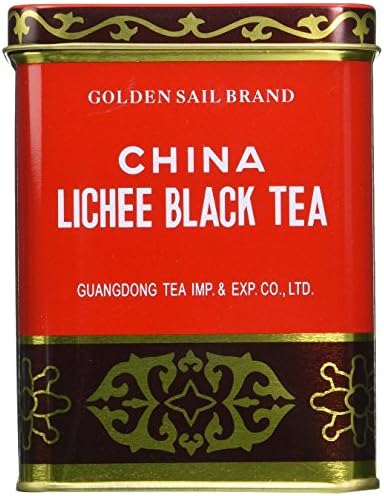5 BOXES OF GOLDEN SAIL BRAND CHINA LYCHEE (LICHEE) BLACK TEA (LOOSE LEAF) 1 LB TIN (5)