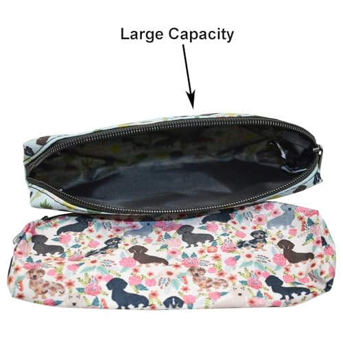 Image of Maydahui 2 PCS Large Capacity Polyester Pencil Case Dog Flower Cactus Style Pen Pouch Holder Storage Bag Organizer Stationery Box Makeup Pouch Cosmetic Bag for Women Students Party Travel