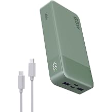 NOBIS Portable Charger, 65W 20000mAh Power Bank Fast Charging PD QC, 2 USB-Cin/Out & 2 USB-A Battery Pack with Digital Display for Laptop Phone 17 Tablet Earbuds