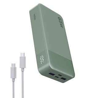 NOBIS 65W Portable Charger 20000mAh Power Bank Fast Charging PD QC, 2 USB-C(in/Out) & 2 USB-A Battery Pack with Digital Display for Laptop Phone 17 Tablet Earbuds - Amazon product rated Grade A