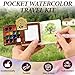 Mini Watercolor Travel Paint Set, 15 Grid Mini Portable Watercolor Palette with A Clip, Wooden Mini Paint Palette with Colours, Book, Binder Clips, Watercolor Pens for Painters Artists Students