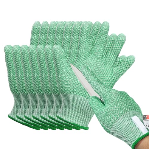 PATIKIL Cut Resistant Gloves, 4 Pair Level 5 Protection Cutting Gloves Anti Cut Kitchen Work Glove for Mandolin Slicing Oyster Shucking Whittling Wood Carving, Green, Small