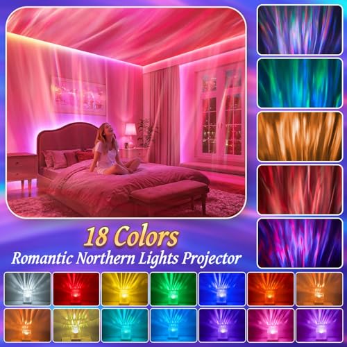 Image of Mubarek Northern Lights for Bedroom,15 White Noise + Bluetooth Galaxy Light Projector,RGB Multi-Color Lamps for Night Stands Home Decor Living Room Night Light for Kids Christmas Gifts for Teen Girls