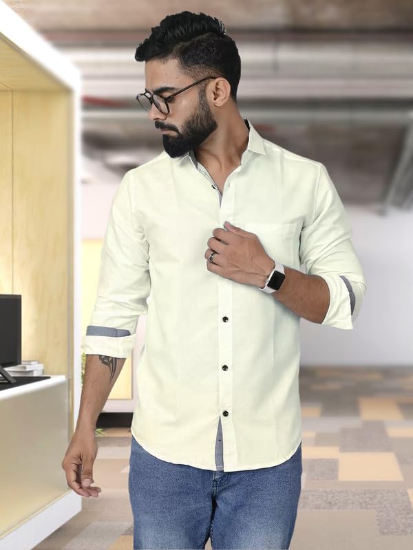 Image of Pinkmint Combo Shirt for Men Cotton Spraed Collar Long Sleeve Formal Shirt (Pack of 2)