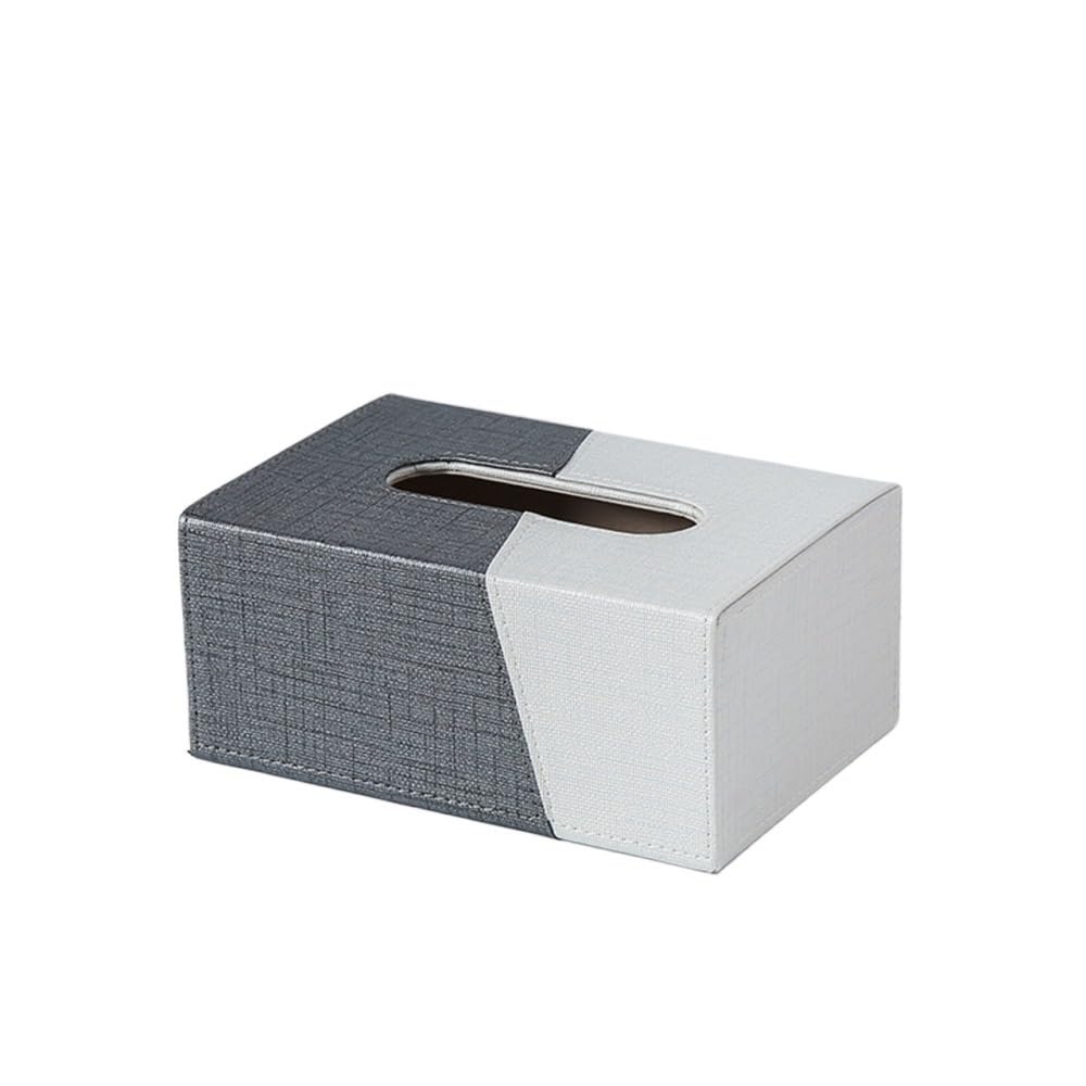 Tissue Holder Dispenser Fabric Tissue Box Square Bevelled Edge Clashing Colours for Home Hotel Room Desktop for Living Room(White)
