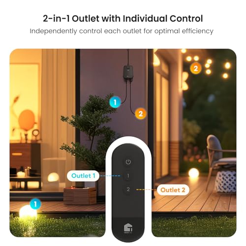 TREATLIFE-Outdoor-Wireless-Remote-Control-Outlet-2-in-1-Individual-Control-Sockets-IP64-Weather-Resistant-Electrical-Outlet-Switch-Heavy-Duty-3-Prong-Plug-Max-Power-1800W-Battery-Included