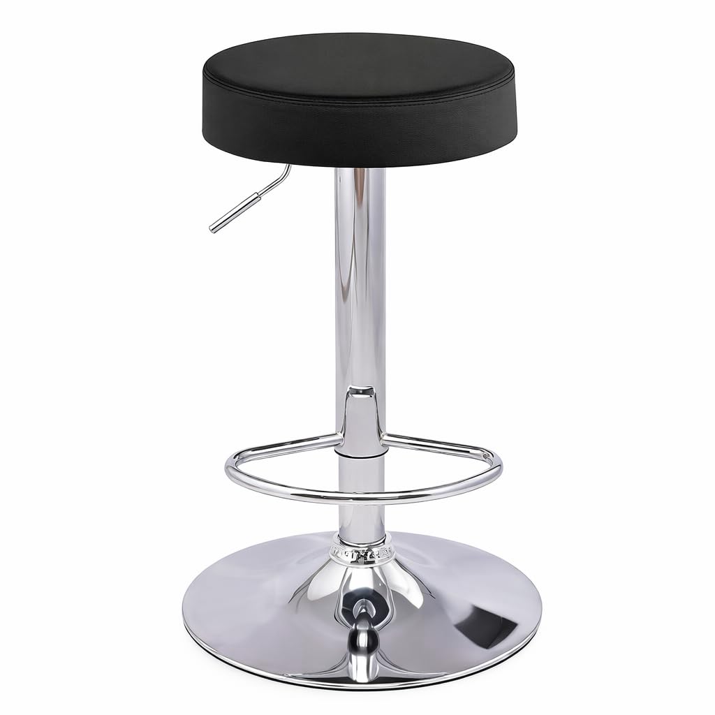 NGFC High Bar Stool | Counter Stool for Kitchen, Office, Bar, Shop, Restaurant | Leatherette Upholstery | Black Finish with Chrome Base | Pre-Assembled – Modern Design & Durable Build-image-26