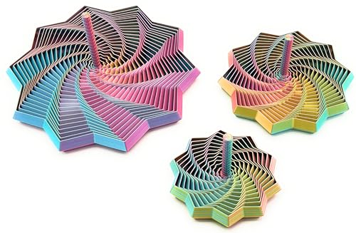 Image of Expanded Sensory Fidget Star with Handle - Visually Captivating and Satisfyingly Noisy! (Red - Yellow - Green, Combo)