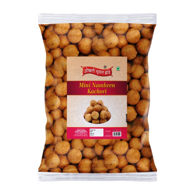 Image of OKHLI MUSAL BRAND Homemade Moong Dal Kachori | Baked Mung Dal Namkeen Kachauri||Chatpati Moong Dal Masala Kachaudee | Mini KachoriBachcho Ka Favourite Kachori Nashta Tasty Yummy Snack-250g*1Pack