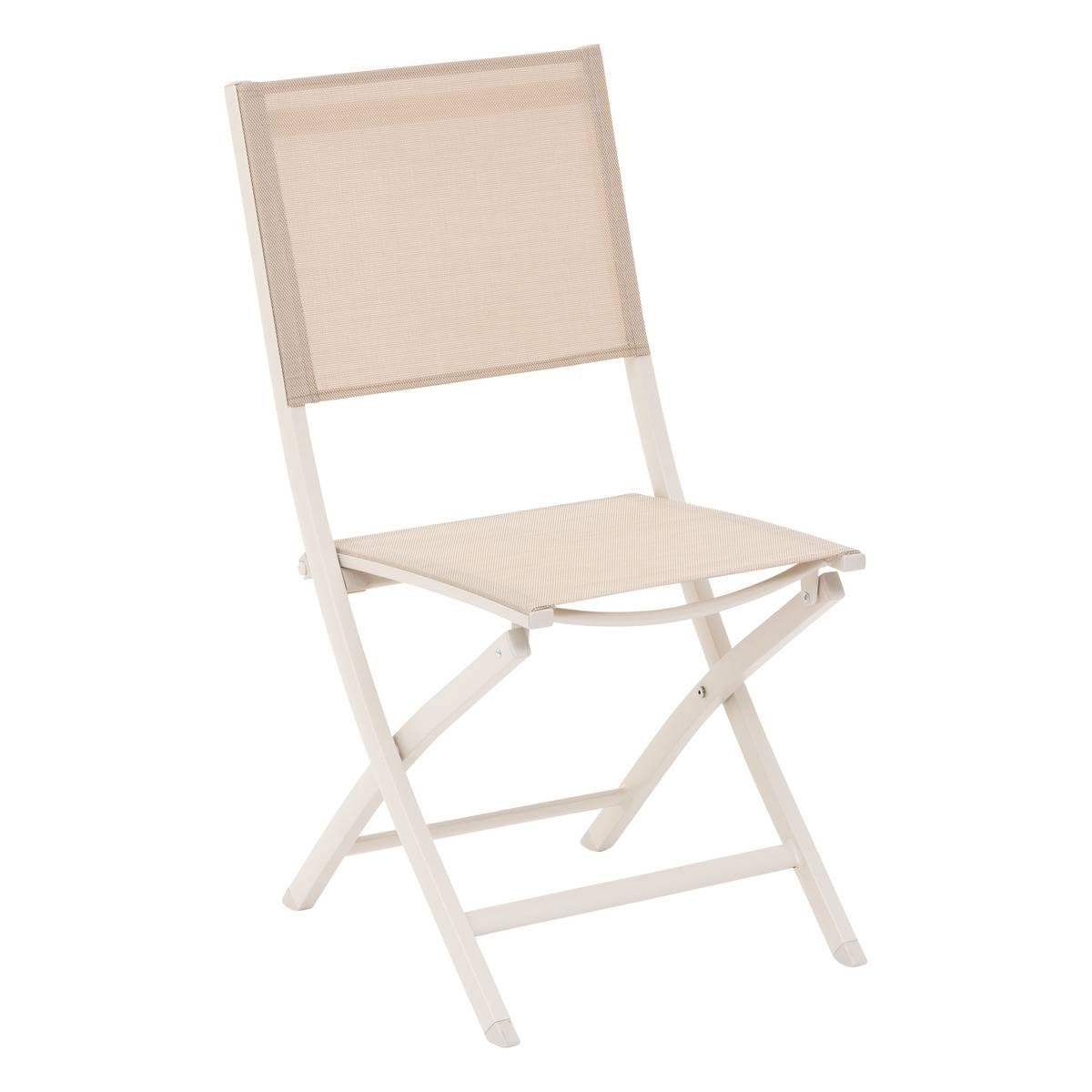 Hespéride - Juego de 4 sillas de jardín Plegables Essentia de Lino Beige - Aluminio Texaline - Dimensiones 45 x 57 x 90 cm - Mobiliario de Exterior Plegable