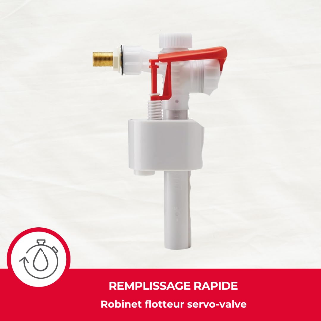 Wirquin 10724351 Mécanisme WC Double Chasse MW2 Robinet Flotteur F89 Chromé | Robinet alimentation latérale, installation rapide, alimentation efficace, économie d'eau, fabriqué en France