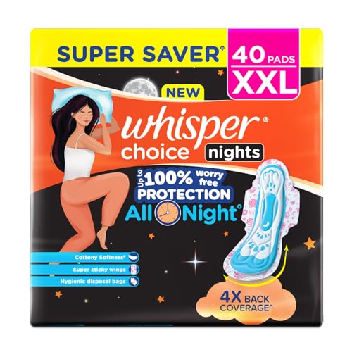 Whisper Ultra Overnight Sanitary Pad For Women With Wings - XXl, 40 Pads Whisper Ultra Overnight Sanitary Pad For Women With Wings - XXl, 40 Pads