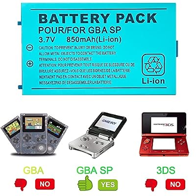1Pcs Replacement Battery Compatible with Gameboy Advance SP Battery 850mah 3.7V Rechargeable Lithium Ion Batteries Compatible with Nintendo GBA SP Console