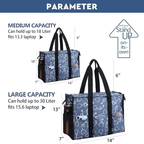 Image of Nurse Bags for Work Nursing Bag Multiple Pockets Waterproof Organizing Zip Top Clinical Bag for Nursing Students Home Health