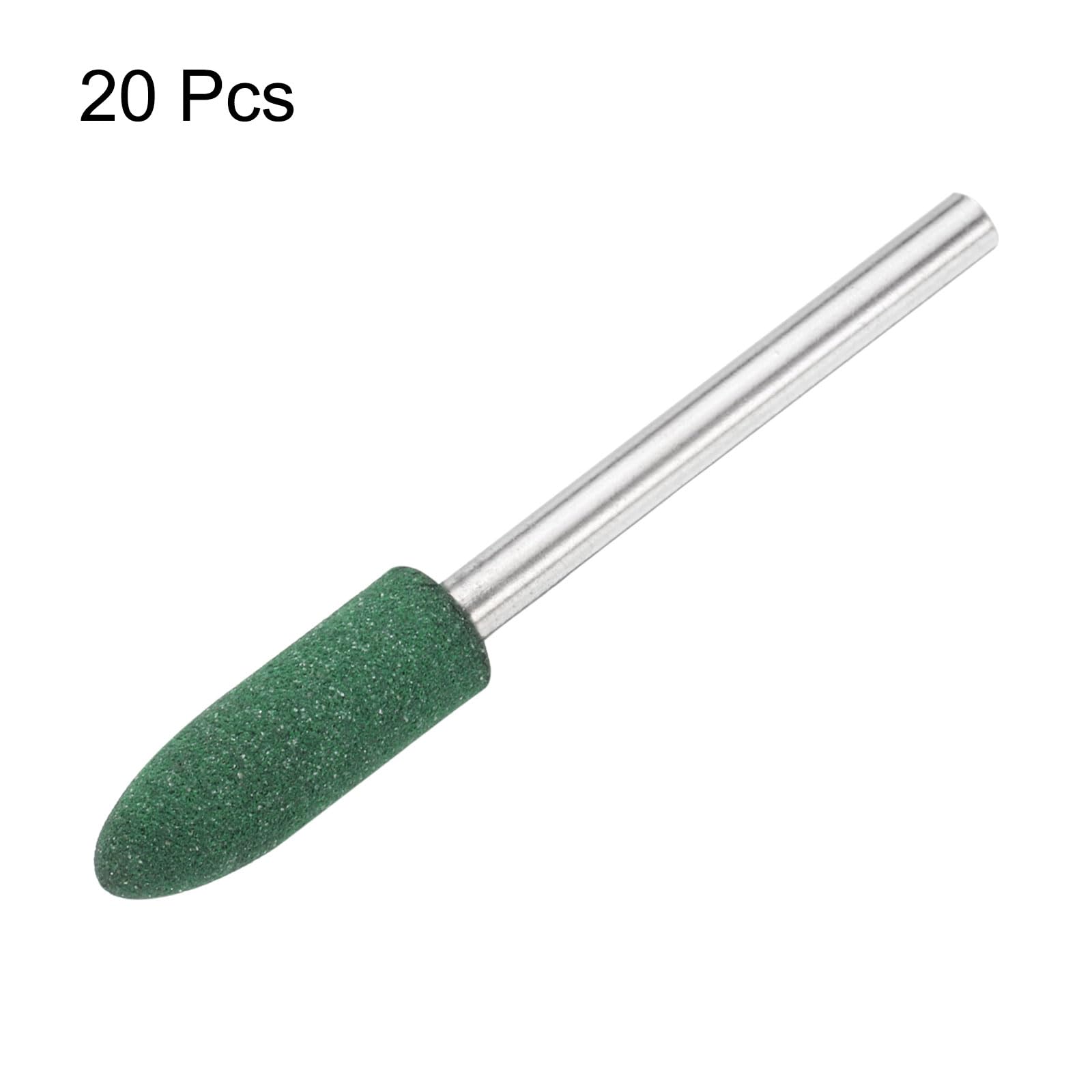 QUARKZMAN 20Pcs Embouts de Polissage en Caoutchouc, Embouts de Polissage Rotatifs avec Tête Conique Montée de 6 mm (7/32 Pouce), Queue de 3 mm (1/8 Pouce), pour Le Métal, Vert