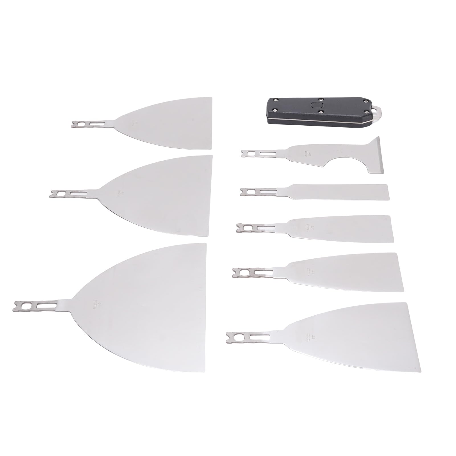 Juego profesional de raspador de masilla de acero inoxidable, multiherramienta con 8 cuchillas reemplazables para reparación de paredes, eliminación de pintura, raspado de